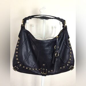 ISABELLA FIORE Leather Studded Hobo Shoulder Bag